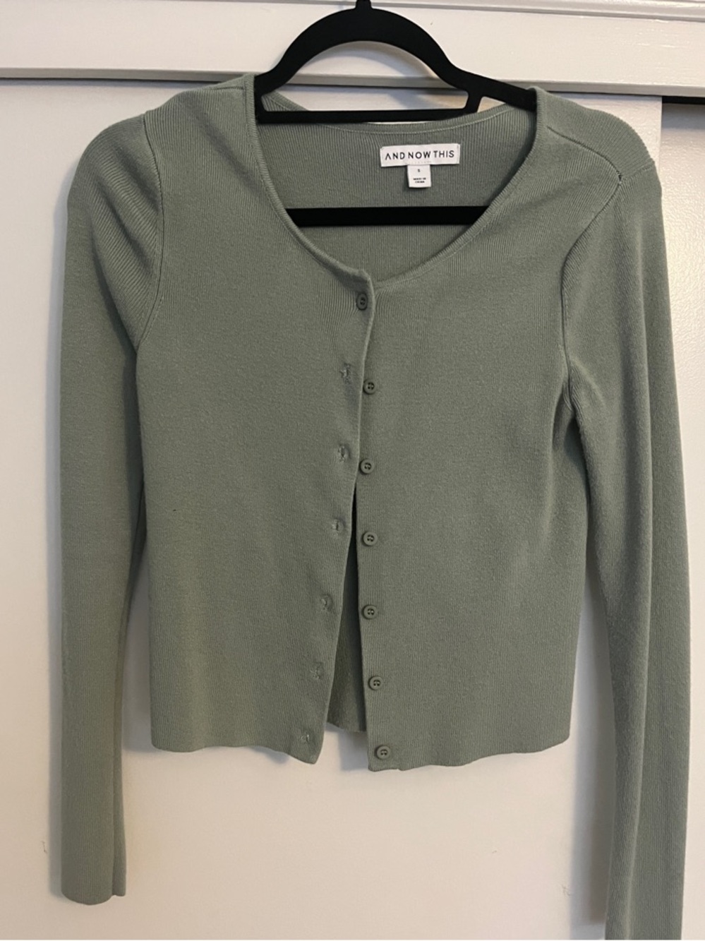 And Now This Teal/Sage Button-Front Women's Sweater